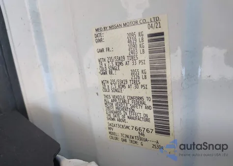 2021 Nissan Rogue Sl Intelligent Awd from USA, damaged, VIN 5N1AT3CB5MC766767